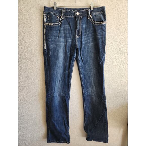 L.A Idol Women's Blinged Out Boot Cut Denim Jeans 15 W37 L34 - Picture 2 of 7